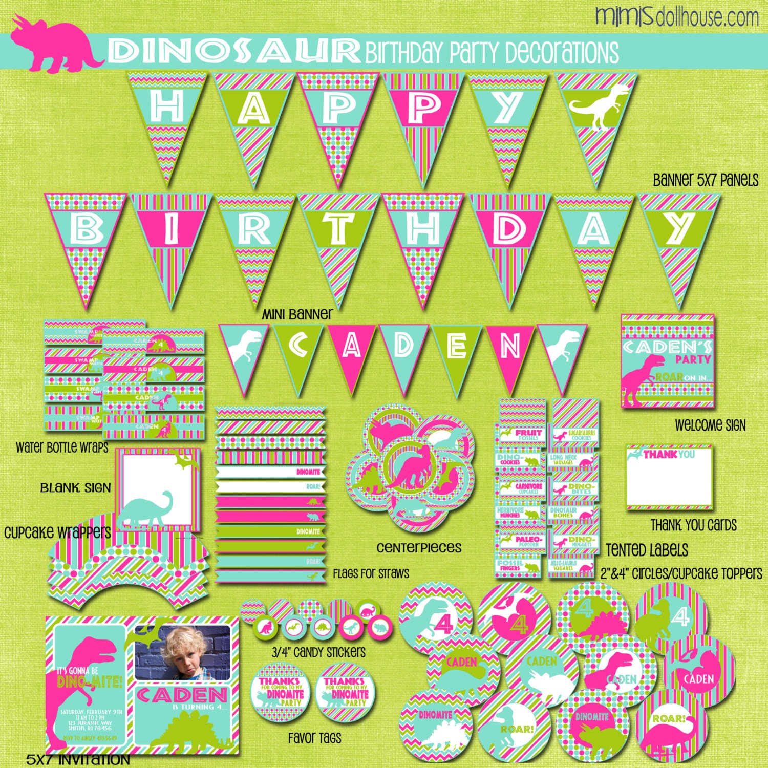 Dinosaur Party Decorations- Printable Dinosaur Birthday Party Decorations- Dinosaur Birthday Party PDF/JPEG Il_570xn
