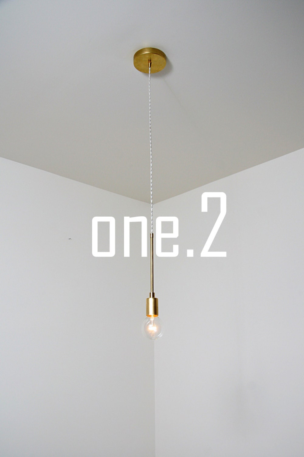 Unique handmade brass single pendant light fixture - 'One.2'