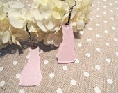 Cat earrings with cross and glitter . baby pink . Monsieur Chat