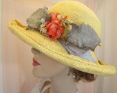 Butter yellow hat for garden or garden party