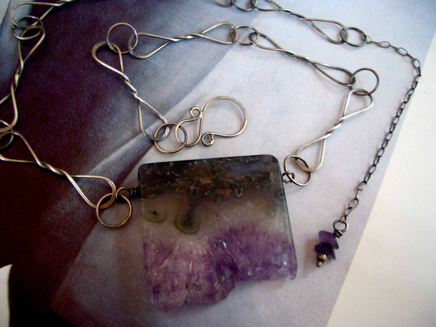 RESERVED: Crystal Amethyst Necklace in Sterling Silver