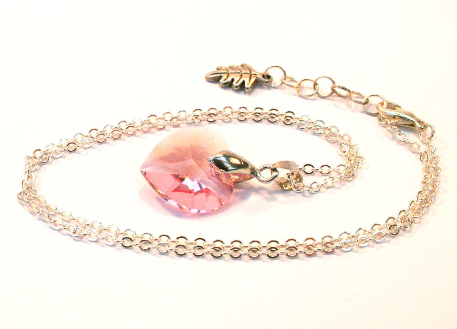 Wedding Jewellery Pink Necklace, Swarovski Heart Necklace, Brides, Bridesmaids, UK Seller