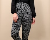 80s - 90s Gorgeous BROCADE Avant Garde Stirrup Leggings / High Waisted Pants / Heavy Knit Metallic Prep Mod LUREX / Sz Sm Med Lrg OS