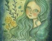 Print of  Fantasy Original Watercolor Painting, Nymph Fairy Illustration - The Butterfly Queen by Amalia K
