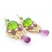 Beaded Skull Earrings, Statement Earrings, Green Earrings, Amethyst, Gold, Pearls, Crystals, OOAK Handmade by JeannieRichard