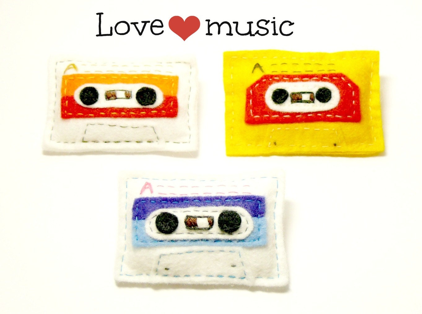 Cassette Tape Brooch - set 3, Felt Plush Cassette, decoration,Tape Brooch Pin