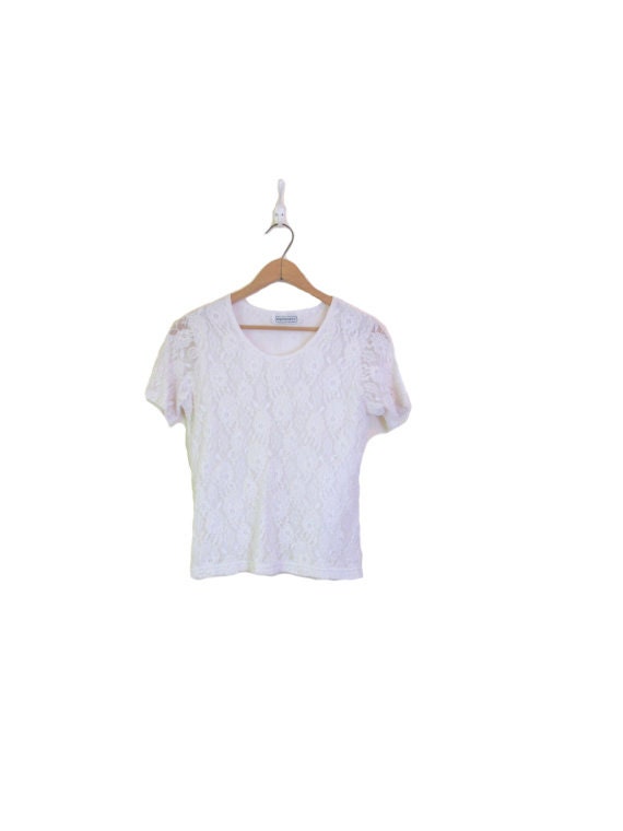 Vintage White Lace Short Sleeve Tee
