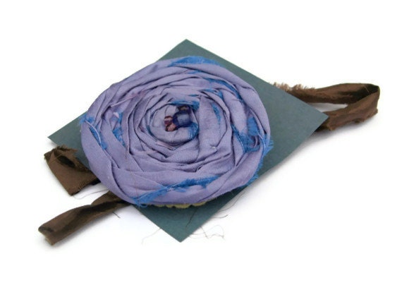 Fabric Flower Brooch Lavender Silk Brooch Womens Jewellery Pin Bag Coat Accessory Lilac Hyacinth