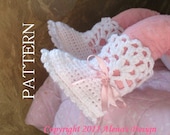 PDF Instant Download - Crochet Pattern 029 - White Lace Top Booties