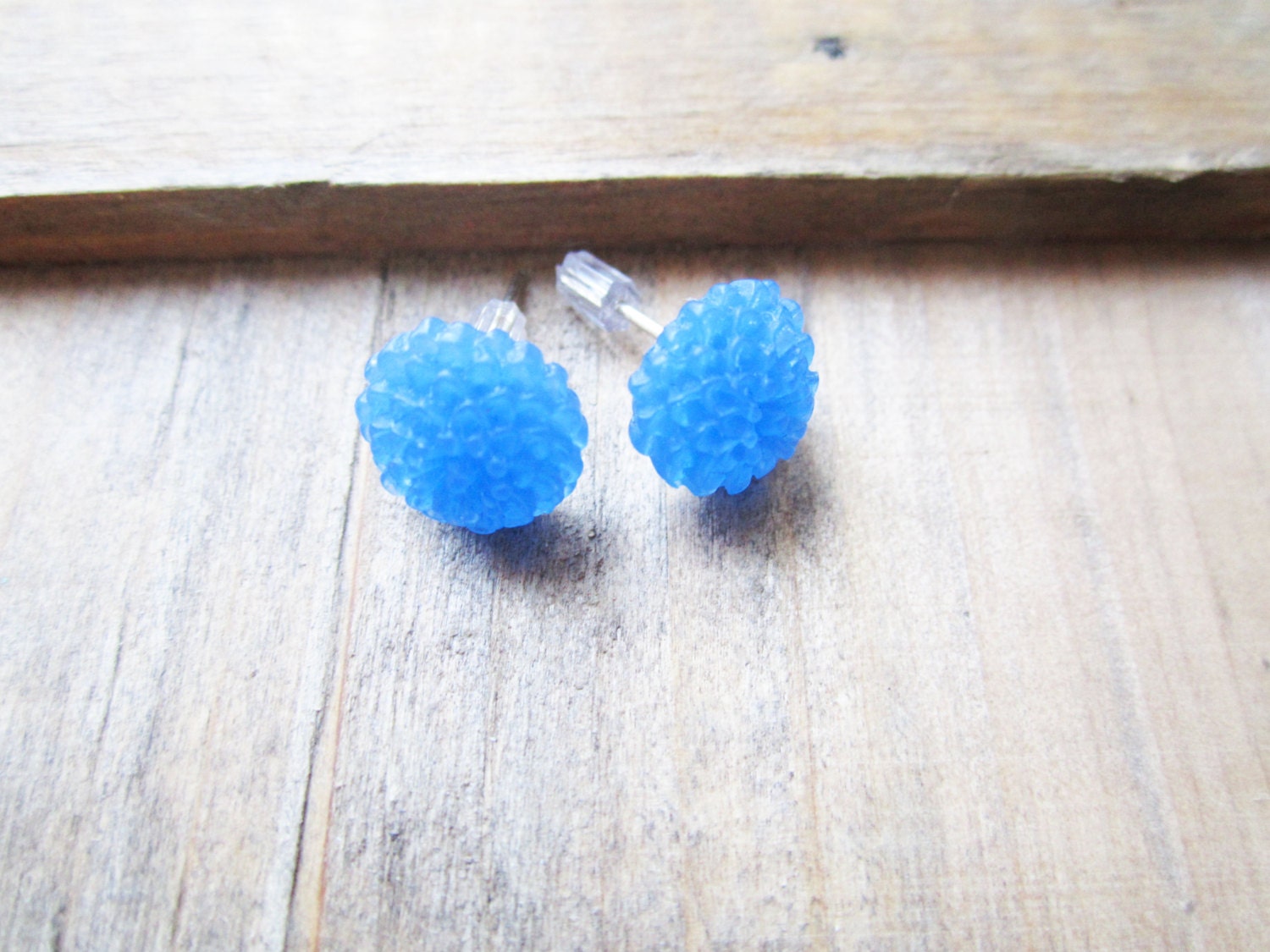 Dark Blue Flower Earrings