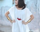 upcycled red leather suede chain necklace