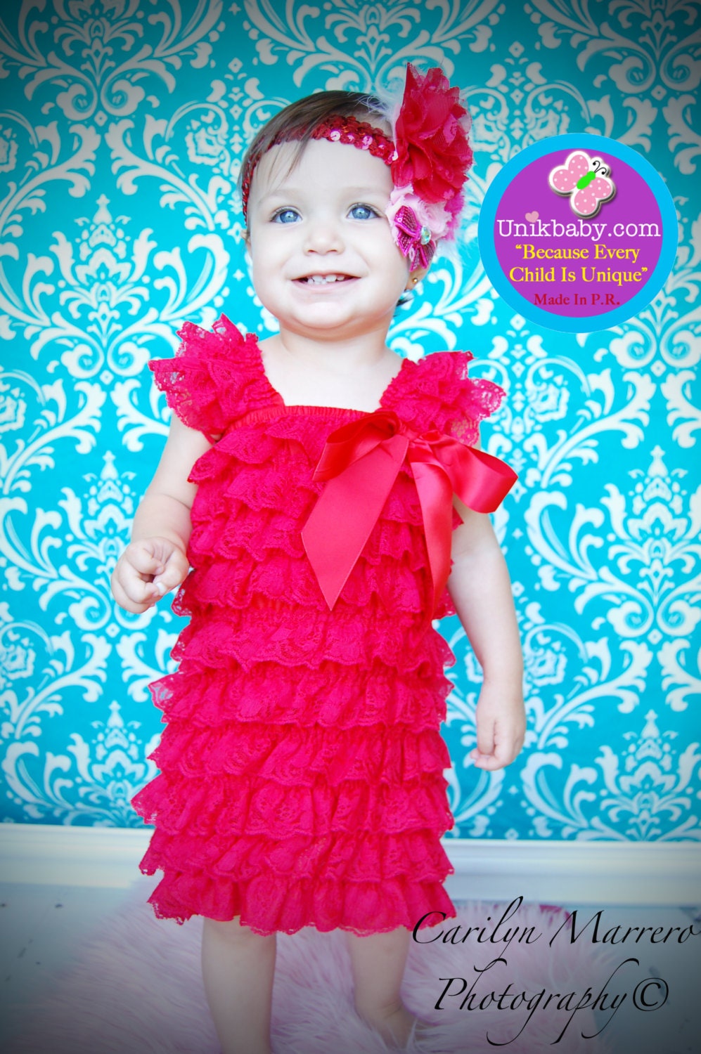 Vintage Inspired Red Petti Lace Dress with Shoulder Straps