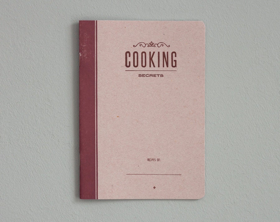 COOKING secrets - letterpress printed notebook - craft and red - vintage design - COOK5006R2