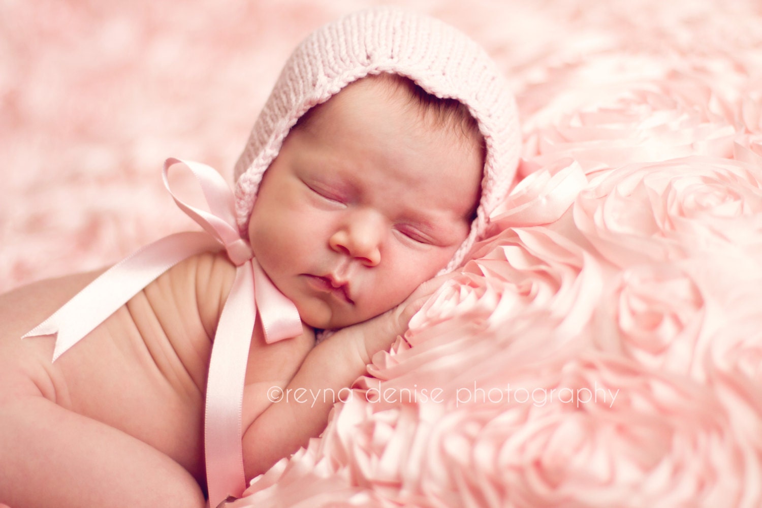 Pink Bonnet with Scalloped Edge