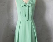MADELINE - SAGE Mint green dress with scarf neck tie // retro // vintage inspired // pleated skirt // bridesmaid dress // garden // mod