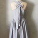 TRUFFLE FIELDS - Heather gray linen dress with pockets // pale silver chiffon bow // pleated skirt // bridesmaid dress // vintage inspired