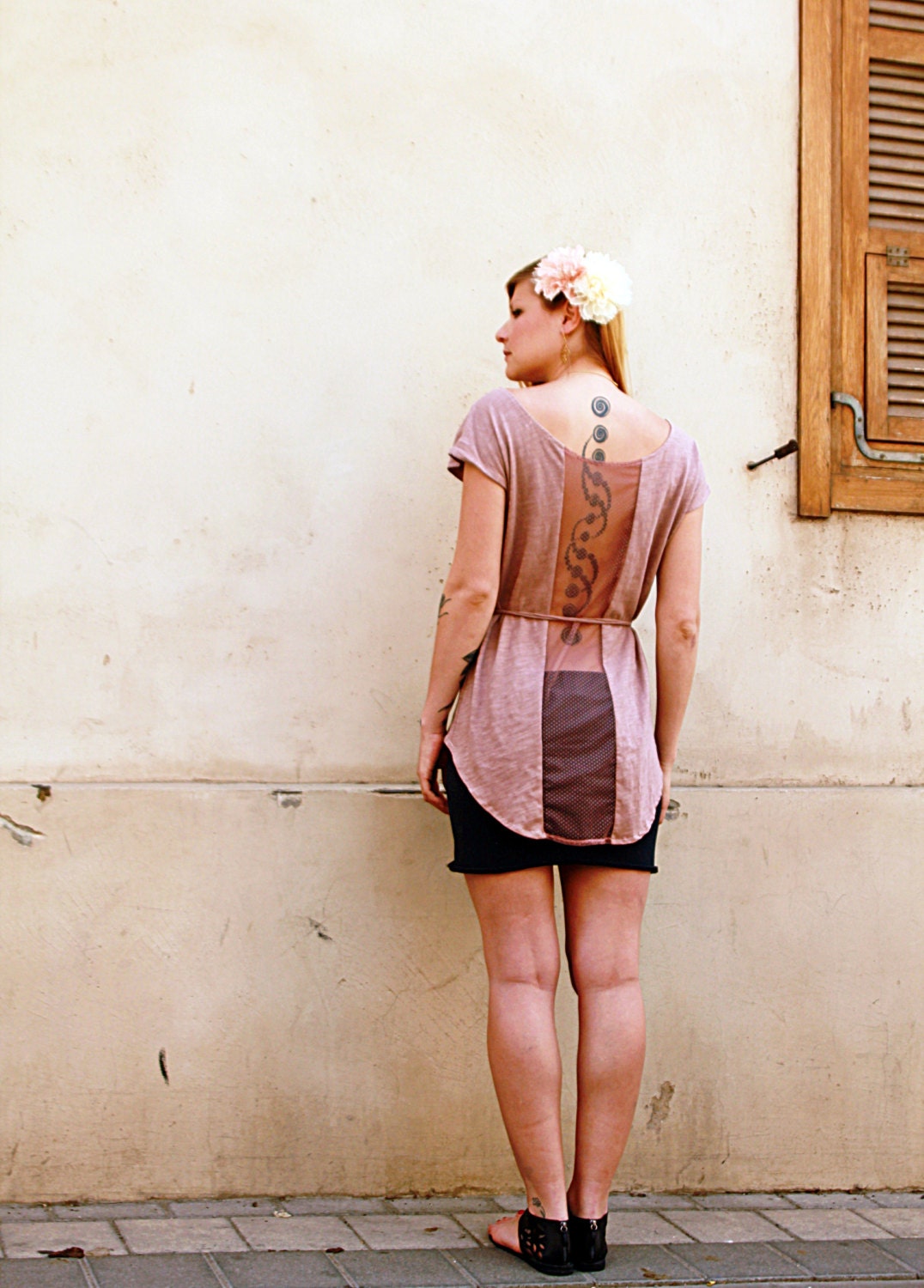 Bohemian women blouse, Open back top, Eco Friendly Clothing, Sheer blouse