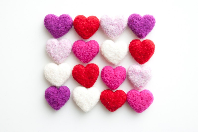 Felted Heart Magnets
