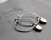 Minimalist Sterling Silver Hoop Earrings, Simple Silver Earrings, Modern Earrings Silver Droplets