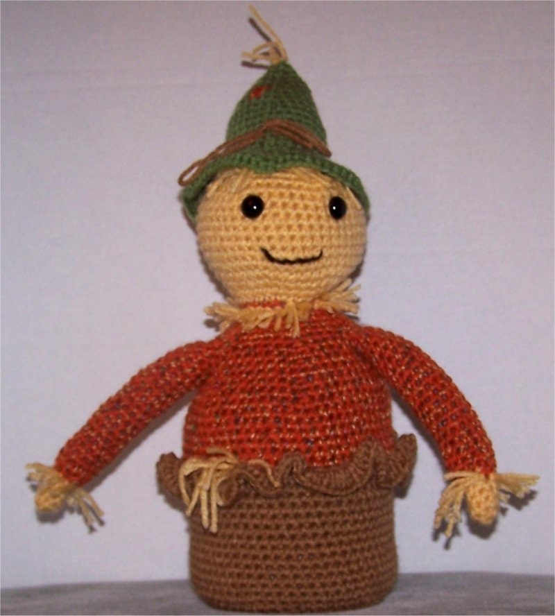 Crochet Scarecrow Door Stop art doll Wizard of Oz counter top decoration handmade one of a kind fall festival holiday halloween