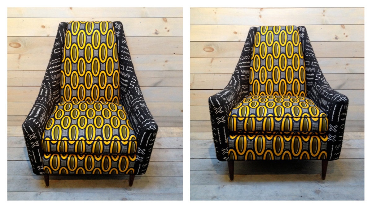 Danish mid-century chair in African attire