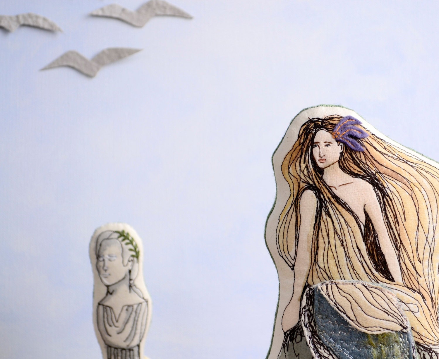 Cloth Mermaid Doll. The Little Mermaid. Hand painted cloth doll by AlyParrott on Etsy.