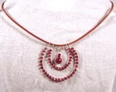 Pendants - Ruby Faceted Gemstones and Sterling Silver with Leather Cord One of a Kind, Hand Wire Wrapped