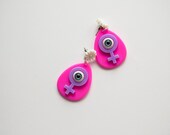 She-Beast Earrings - Hot Pink/Lilac