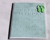 Flip Flop Birthday Card, Blue, Green