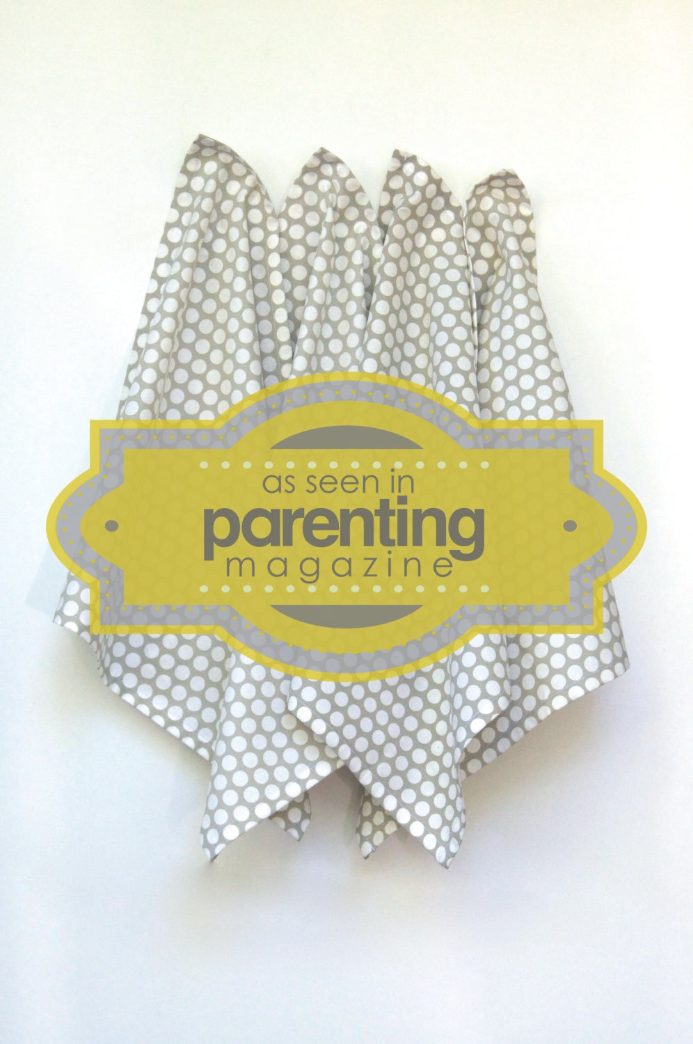 Cloth Napkin Set, Hand Printed in Pewter Bitty Dot