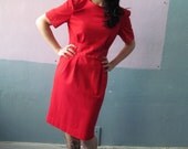 Vtg 80s 90s Leslie Fay Petite Collections / Red & Brass Studded Dress