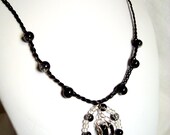 Braided Leather Necklace Pandora Charm Black Necklace N072