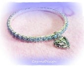 Baby Blue Crystal Rhinestone Heart Charm Bracelet-(12.00)