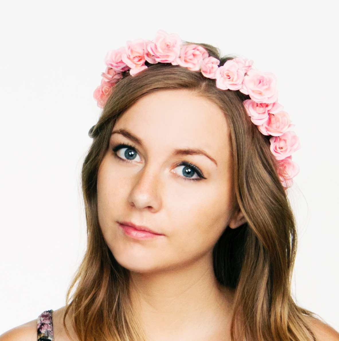 Pink Rose Floral Crown Festival Headband