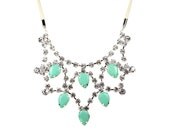 Mint Green Princess Crystal Bib on Cream Cord