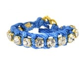 Turquoise Cord & Crystal Friendship Bracelet
