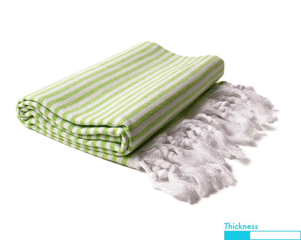Zarifi Peshtemal, Green, Extra Thin Turkish Beach Towel, Fouta