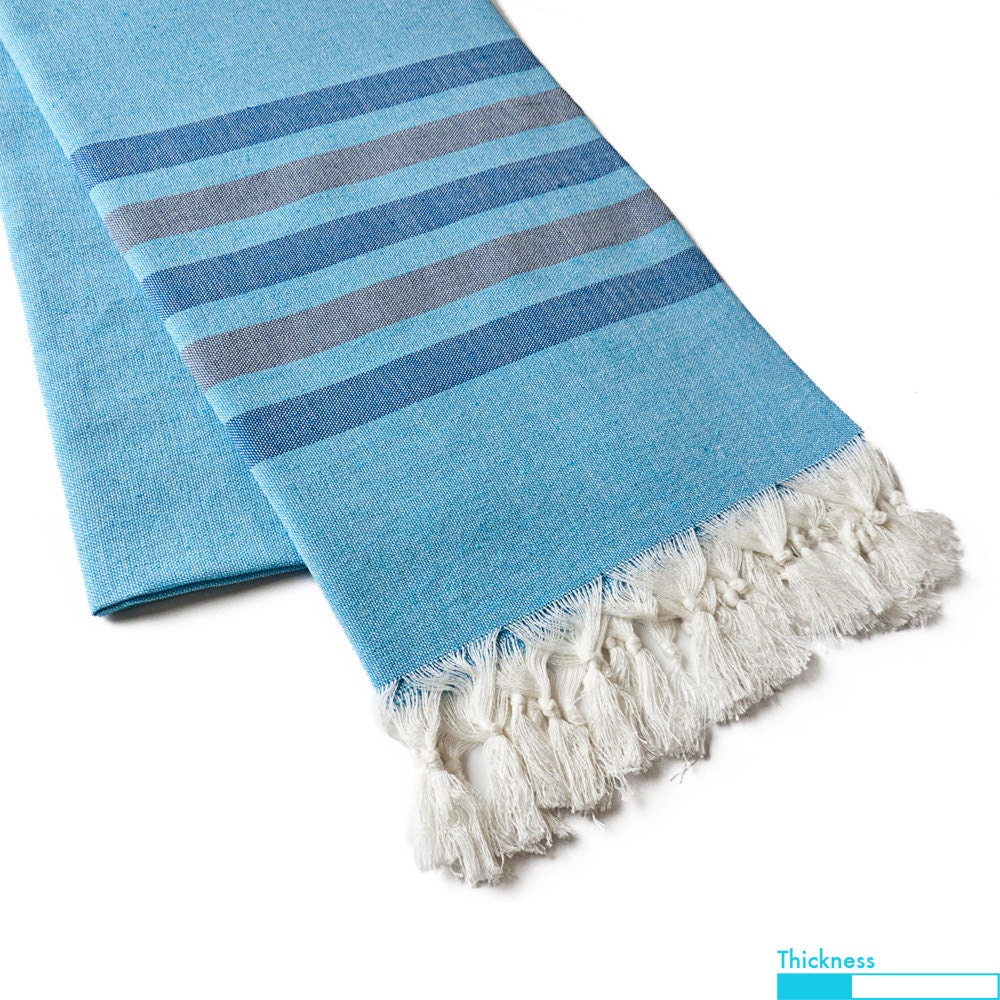 Sale 40% Kargi Peshtemal, Blue, Extra Thin Turkish Beach Towel, Fouta