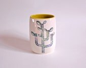 Plant Pattern Design Vase  - hand made ceramic pottery
