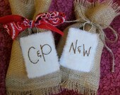100 Rustic Gift Tags Handstitched Initials Country Wedding Gift Tags Wish Tree Tags Cards Personalized