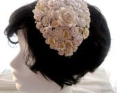 Vintage look wedding floral  fascinator in white flowers