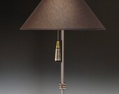 Lamp for side table, bedside or desk. 163. Hand painted. Simple, elegant, colorful. Matching finial and pull chain.
