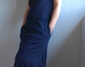 Navy Maxi Dress T-shirt cotton interlock /   Gift for her / Women fashion