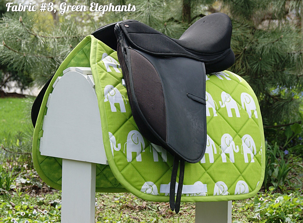 MADE TO ORDER Elephants Saddle Pad Many Colors