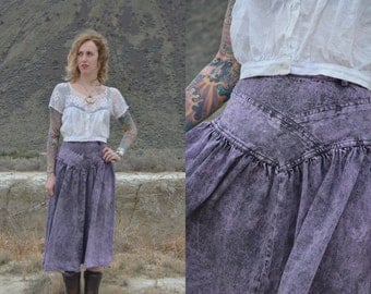 80s Acid Washed Violet Western Cowgirl Hipster Skirt