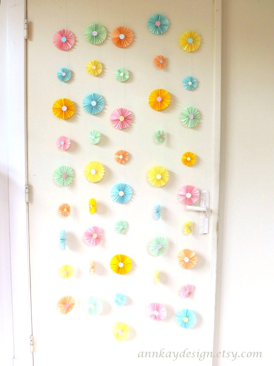 Paper Rosettes Garland Hanging Medallions Backdrop