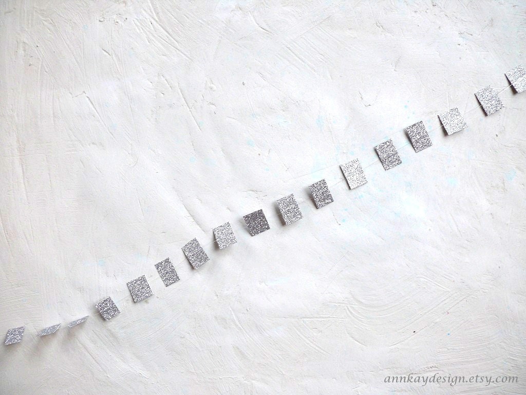 Glitter Garland Silver Paper Squares