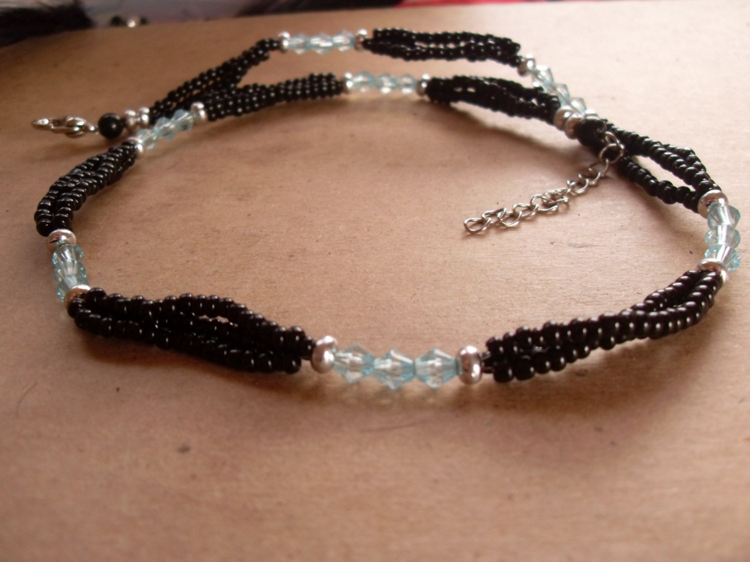 Black, Blue and Silver Beaded Choker