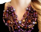 CLASSIC, Statement Necklace, Purple, Gold, Brown, Lavender, Sparkle, Statement, Bold, Chunky, Crystals, Jewelry by Jessica Theresa