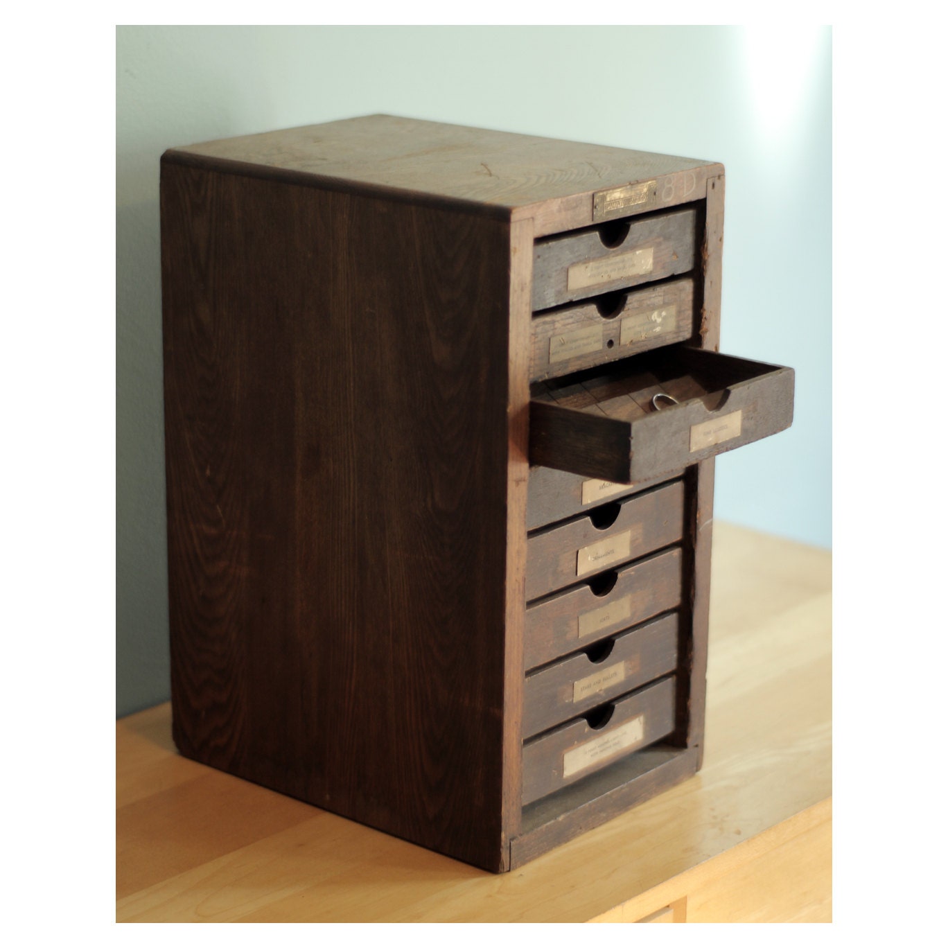 Vintage Wooden Letterpress Type Holder - Wood Jewelry Box